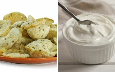 Rice Flour Chips with Green Goddess Yogurt Dip