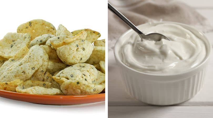 Rice Flour Chips with Green Goddess Yogurt Dip