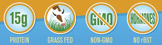 15 g protein, grass fed, Non-GMO, No rBST